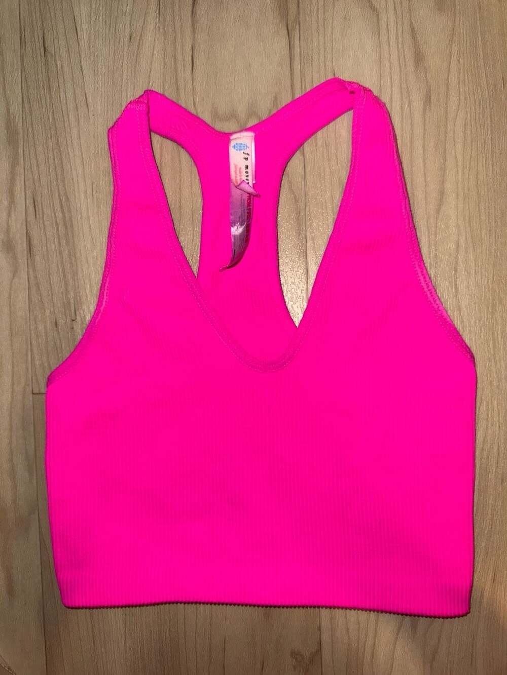 Free People FP Movement Good Karma Crop Tank Top Neon Pink Size XS - Picture 7 of 7